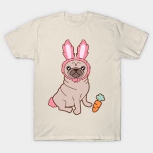 Pug dog in a rabbit costume T-Shirt